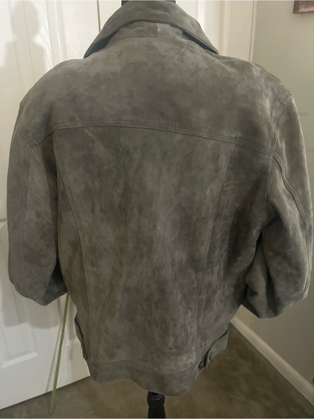 Gray Suede Leather Button-Up Jacket - Picture 5 of 9